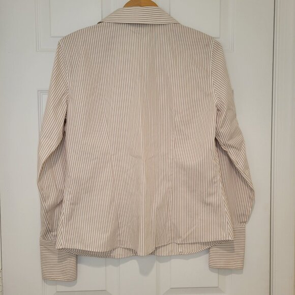 CALVIN KLEIN Blouse Tan & White Stripes - Picture 9 of 10